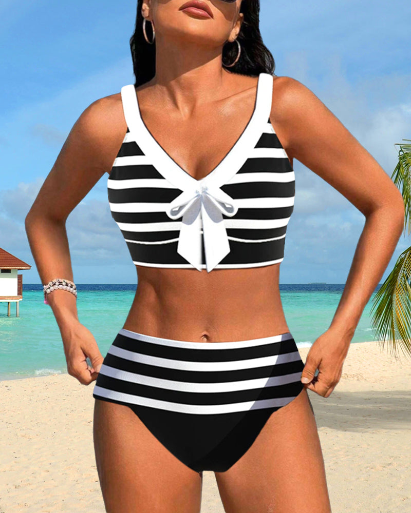 Amahle® | Striped High-Waisted Bikini