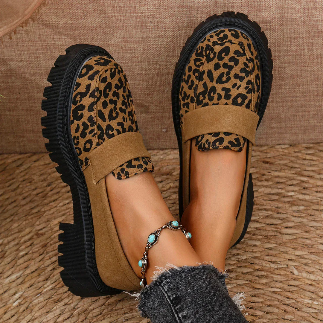 Leona™ | Leopard Print Platform Loafers – Where Style Meets Comfort