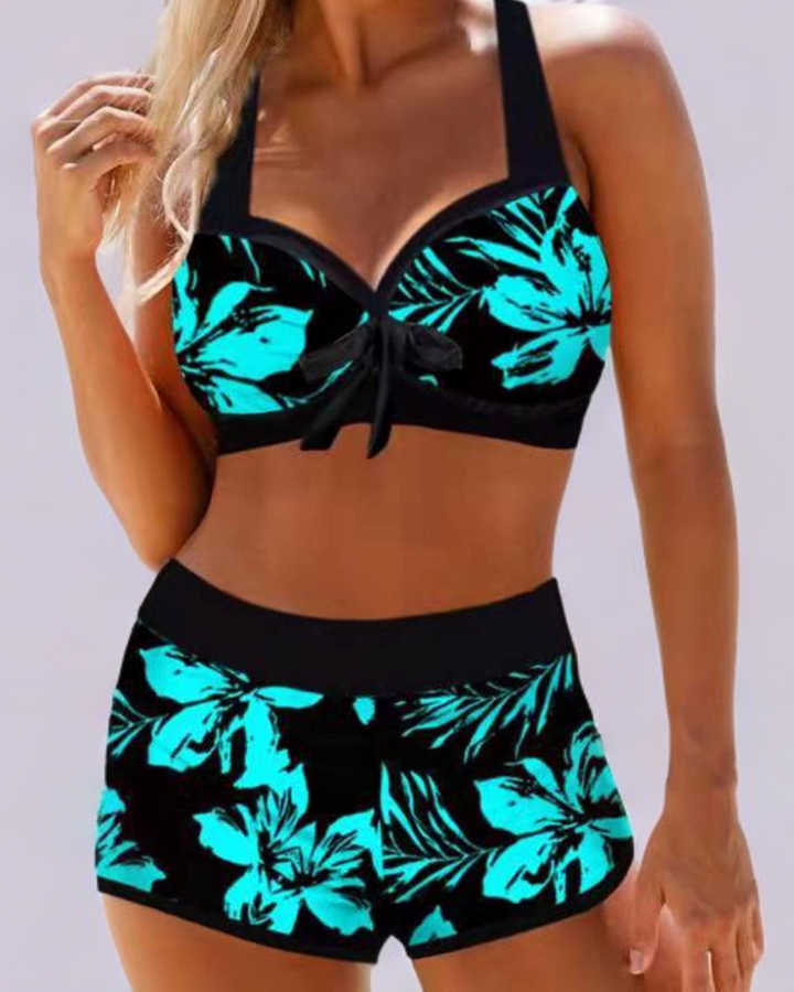 Sherrie - High Waist Swimsuit with Floral Print